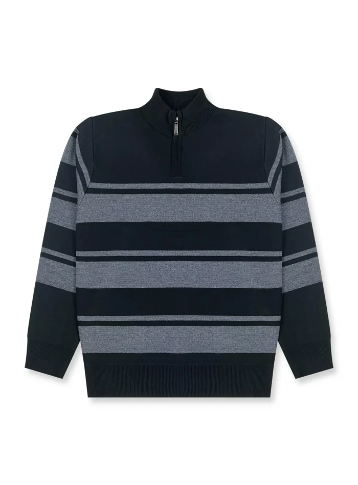 Boys’ Striped Quarter Zip Sweater #W53 - Image 1